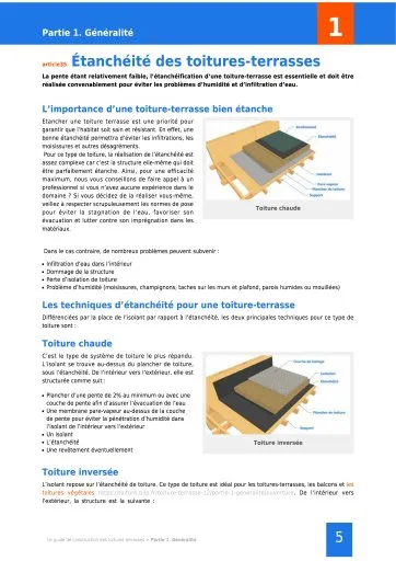 Extrait de la rubrique étanchéité des toitures-terrasses