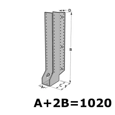 Grands sabots à ailes extérieures, gamme GSE CLASSIQUE (épaisseur 4mm, profondeur 110mm) - Réf. GSE1020/4X