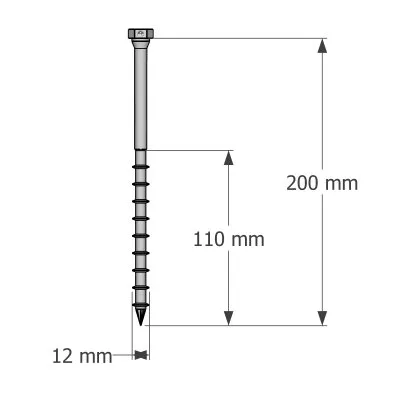 Vis connecteurs acier sur bois, SSH12.0X200 - Réf. 75170