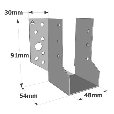 Sabots à ailes extérieures, gamme SBE ECONOMIQUE (épaisseur 1,5mm, profondeur 55mm) - Réf. SBE48/91