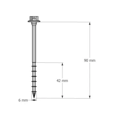 Vis connecteurs acier sur bois, SSH6.0X90 - Réf. 75132