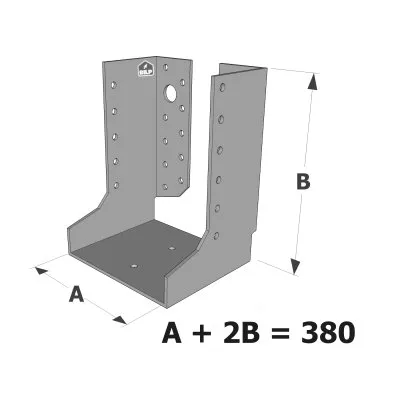 Grands sabots à ailes intérieures, gamme GLI ECONOMIQUE (développé 380mm, épaisseur 2.5mm, profondeur 90mm) - Réf. GLI380/2.5X