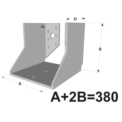 Grands sabots à ailes intérieures, gamme GSI CLASSIQUE (épaisseurs 4mm, profondeur 110mm) - Réf. GSI380/4X