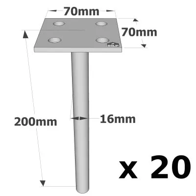 Pieds de poteau à sceller simple platine - Réf. PPSP70_20