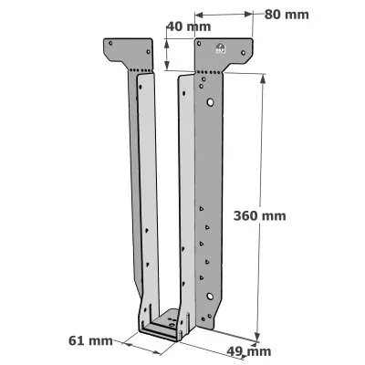 Etrier pour poutres en I - Réf. EWH360/61