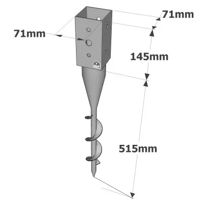 Pied de poteau carré de jardin à visser - Réf. PPJST70/660