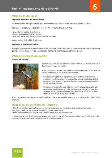 Extrait de la rubrique maintenance et entretien des métaux