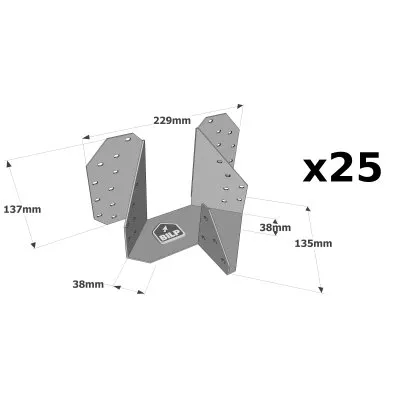 Etrier pour croupe : arêtiers doubles - Réf. THJA26_25