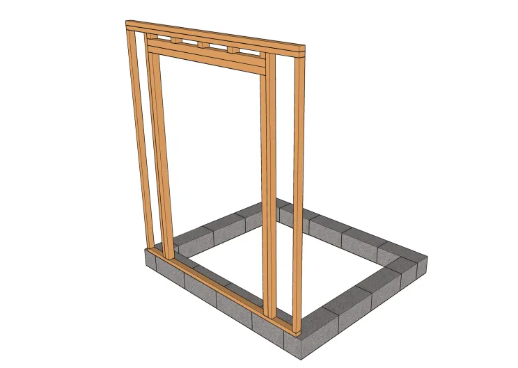 Vue ossatures mur de DEVANT