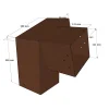 Dimensions du connecteur SUNDIY pente 20° Corten RAL 8011 - 120mm à 3 directions - Forme L1