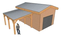 Vignette de la rubrique : N°11 Abri-garage à deux pentes avec carport adossé