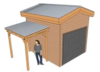 Vignette de la rubrique : Abri-garage à deux pentes avec bikeport adossé : Variante 11A